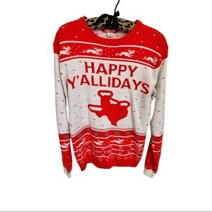 Texas Christmas Sweater- Ugly - Texas Humor Happy Y’allidays